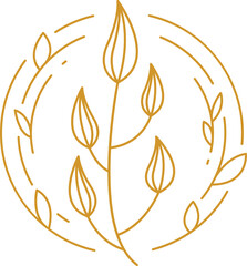 Decorative Flowers and Leaves Line Art