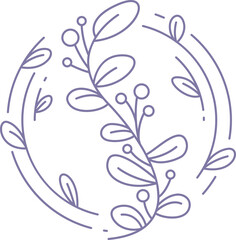 Decorative Flowers and Leaves Line Art