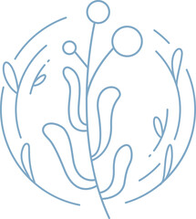 Decorative Flowers and Leaves Line Art