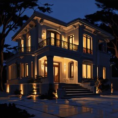 Obraz premium the AI Image Generator, Modern luxury home with sleek architecture and large windows