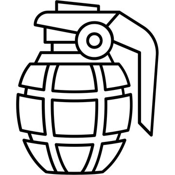 black outline grenade icon clip art preview