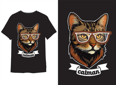 Catman illustration tshirt design vector
