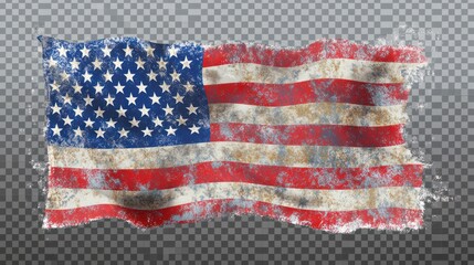 Obraz premium Grungy American Flag for Fourth of July Decorations isolated on a transparent background