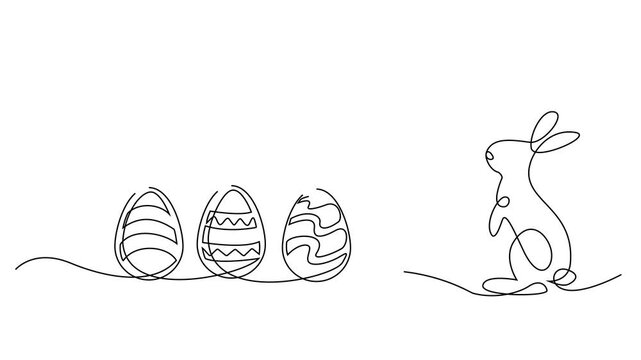 One continuous line drawing of Easter eggs illustration