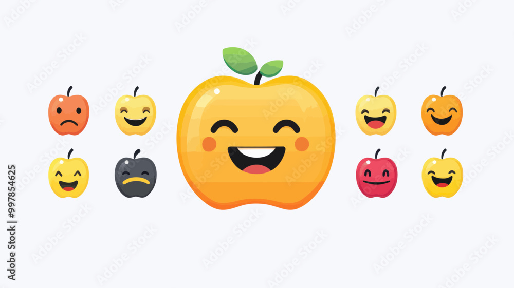 Poster apple emoticon vector set ios 17.4.1 april 2024 - high-quality svg files with various expressions, p