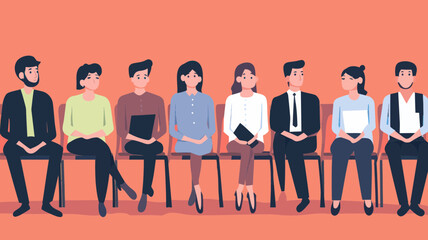 Diverse Job Applicants Seated in Waiting Room for an Interview Process, Hiring and Recruitment Concept