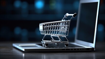 Shopping Cart on a Laptop: Online Shopping Concept