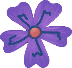 cute vector, flat illustration of blue and purple petal flowers, seamless pattern design