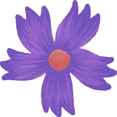 cute vector, flat illustration of blue and purple petal flowers, seamless pattern design