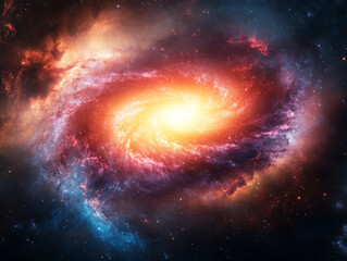 A telescope view of a distant galaxy, showing its spiral arms and glowing stars.