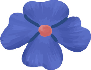 cute vector, flat illustration of blue and purple petal flowers, seamless pattern design