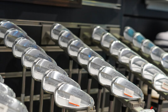 Titleist iron shaft golf club in store. Thailand, Bangkok. 21 December 2023
