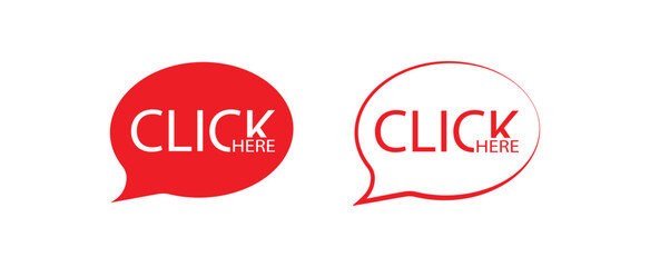 click here sign on white background	