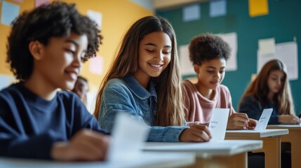 Students vote within the school using ballot papers to vote. Basic democracy education in school.