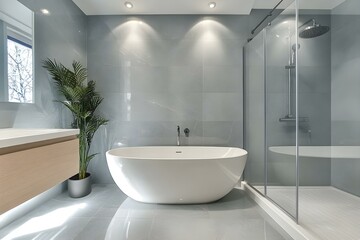 Modern bathroom interior with elegant fixtures