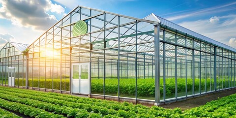 Obraz premium Extreme close-up of an enabled greenhouse advancing sustainable agriculture