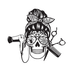 Set of funny Hallowe'en Vintage Skulls. vector icon.