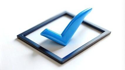 Extreme close-up of blue checkmark on white background