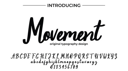 Movement Font Stylish brush painted an uppercase vector letters, alphabet, typeface