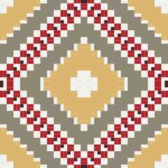 Obraz premium Background Ethnic Floral Arabic Patternfolk Embroidery, Aztec Geometric Ornament Print. Design for Carpet, Wallpaper, Clothing, Wrapping, Fabric