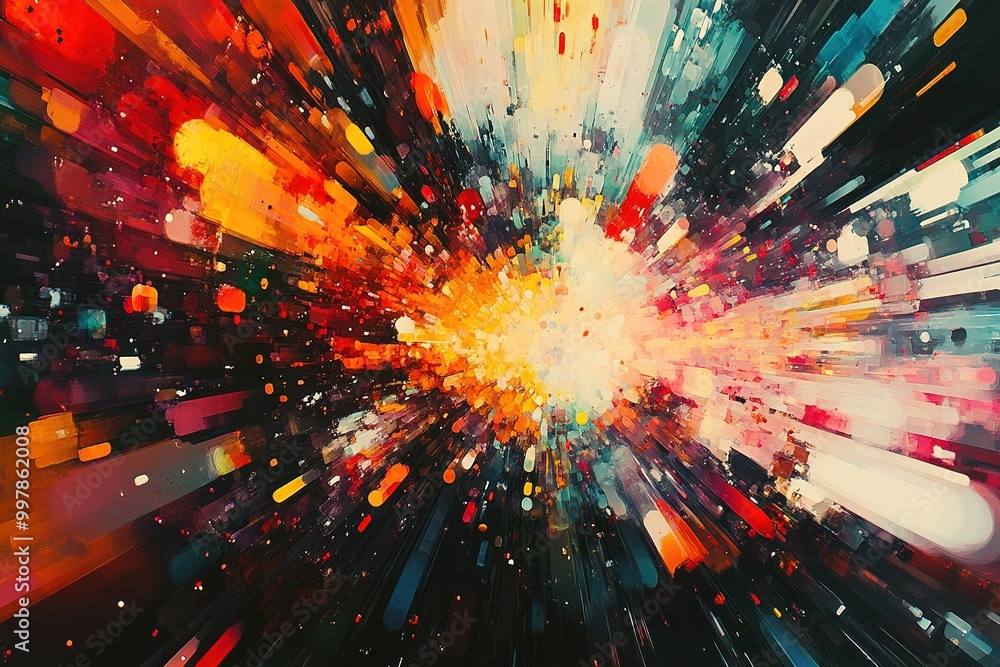 Poster explosive color burst in abstract digital art