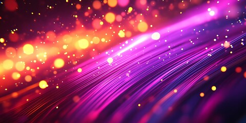 Fototapeta premium Abstract vibrant waves with glowing particles.