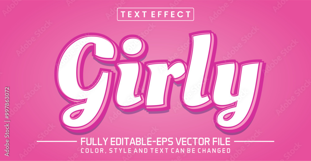 Poster girly font text effect editable