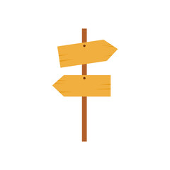 Wooden signpost on white background.
