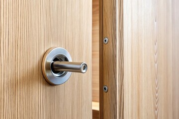 Extreme close-up of hole in door caused by neighboring handle