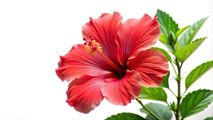 Obraz premium Extreme close-up of isolated hibiscus plant on white background