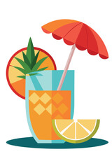 Tropical cocktail vector illustration isolated on a white background