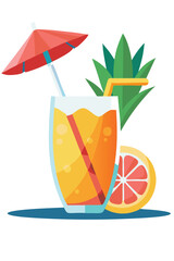 Tropical cocktail vector illustration isolated on a white background