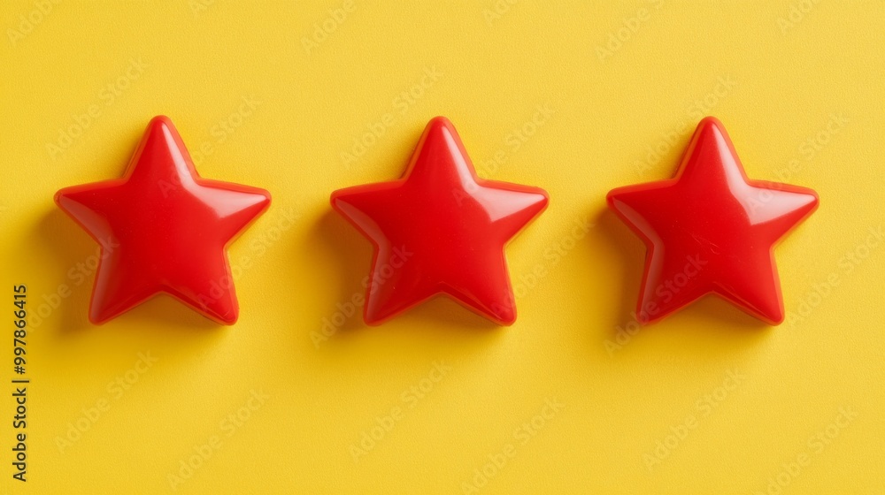 Aufkleber bright red stars are lined up neatly against a vibrant yellow background, emphasizing their playful 