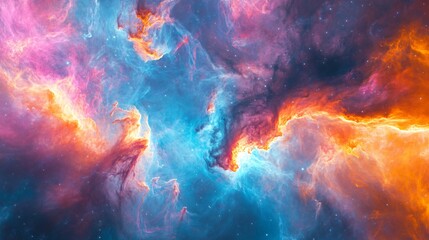 Abstract colorful nebula with stars.