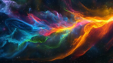 Fototapeta premium Abstract colorful nebula with stars in the background.