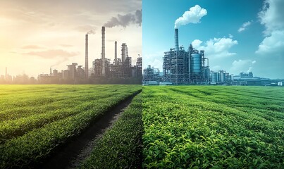 Obraz premium Industrial Complex and Lush Greenery