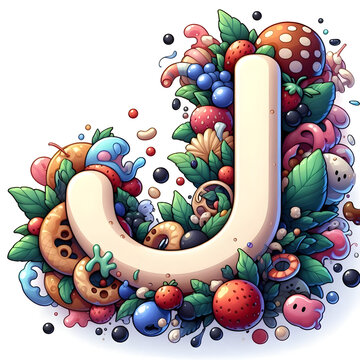 recommend clip art: 흰 배경, 알파벳 "J",애니메이션 아트 (White background, alphabet "J", animation art)