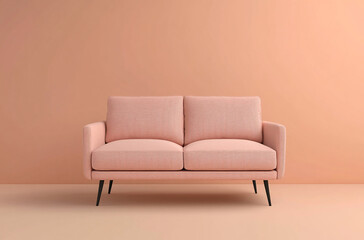 sofa features fabric upholstery and black legs