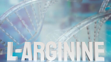 The l arginine text on DNA background  for medical and sci concept 3d rendering.