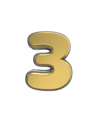 3D Golden Bold Number