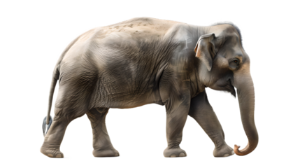 Adult Asian elephant standing on white background