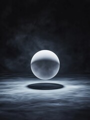Floating Dot with Ethereal Light in Minimalist Contrast