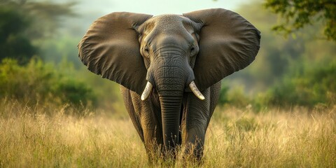 Close up of an African elephant.