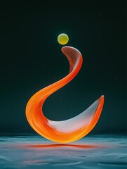 Glowing Abstract Shape with Radiant Dot in Dark Space