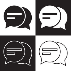 Comment icon.  isolated on white and black  background. Vector illustration. EPS 10