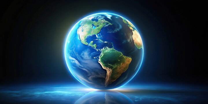 Extreme close-up view of glowing earth globe