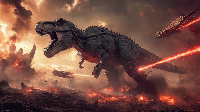 Tyrannosaurus Rex: A Fiery Battle in the Skies