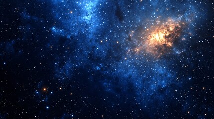Cosmic Background with Blue and Orange Nebula.