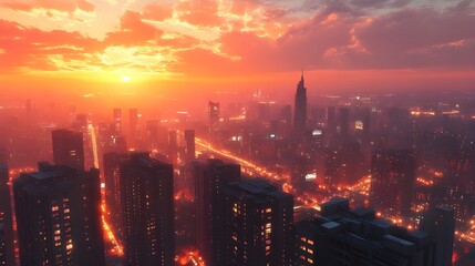 Fototapeta premium Sunset images of famous landmarks with stunning, vibrant wallpaper effects