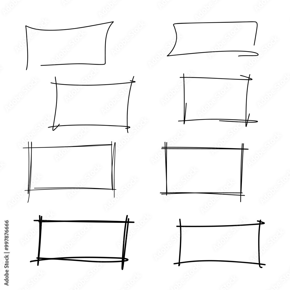 Poster rectangular frames drawn with a marker pen in the doodle style. a sketch of an empty piece of paper.